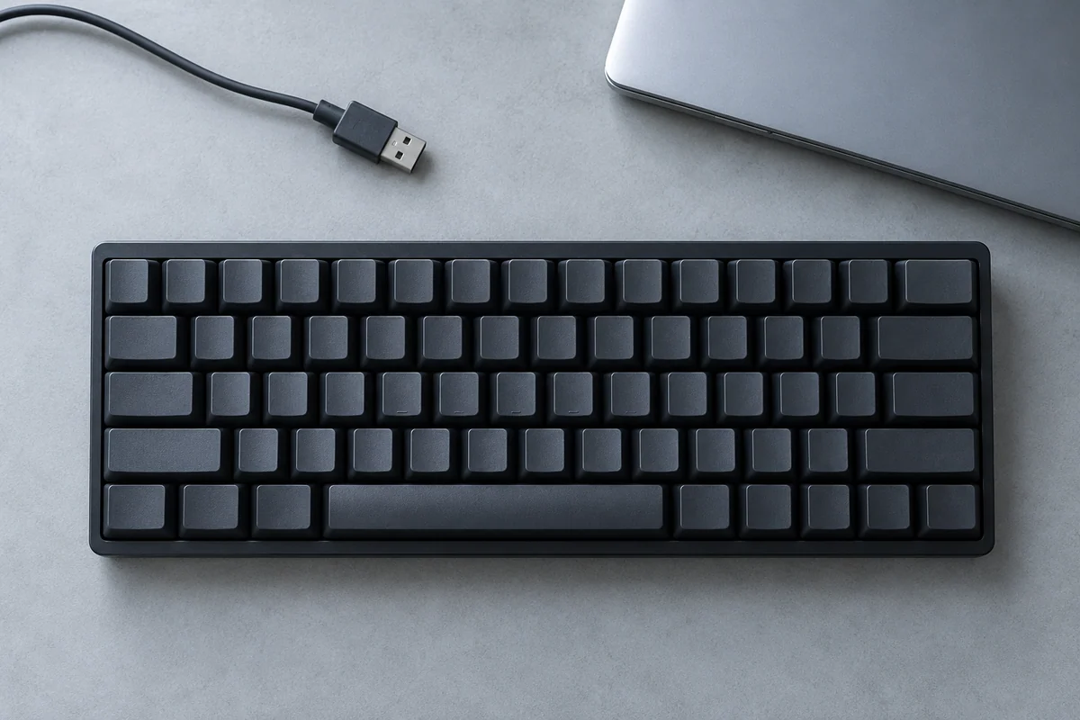 An unbranded keyboard with visible key groups.
